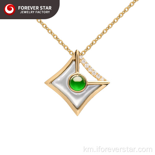 inlaid ជាមួយ pendant ដ៏អស្ចារ្យ Jade